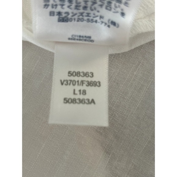 Lands End White Ivory Linen V-Neck Keyhole Eyelet 3/4 Sleeve Tunic Blouse Top XS - Picture 10 of 12